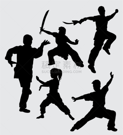 武术,运动,男人,女人,酷,剪影,锻炼