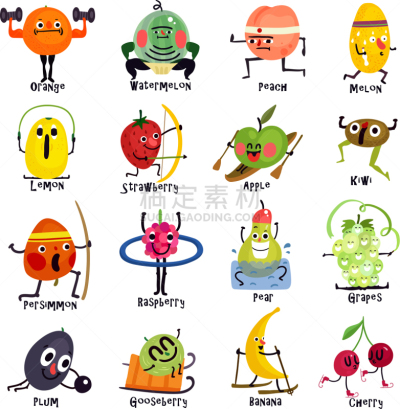 水果,漫画,箭术,体操,计划书,多样,食品,慢跑,西瓜,樱桃