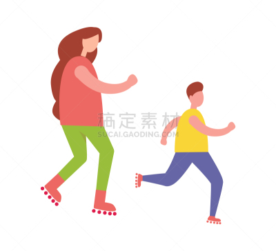 分离着色,滚轴溜冰,母子,男孩,成一排,父母,母亲,图像,女人,休闲