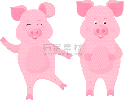 可爱的,猪,动物,卡通,幽默,农业,传统,春节,坐,站