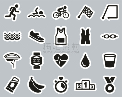 计算机图标,标签,体育比赛,铁人三项,设备用品,黑白图片,巨大的,布置