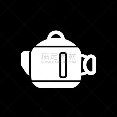 分离着色,计算机图标,壶,黑色背景,茶,饮料,热,咖啡,杯,塑胶