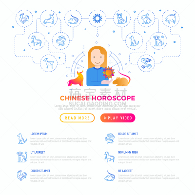 猴子,十二生肖,狗,模板,细的,猪,山羊,动物,兔子,绘画插图