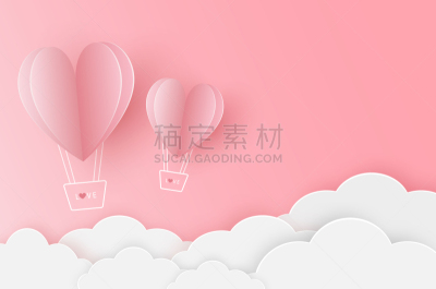 热气球,天空,纸,粉色,心型,数字2,纸牌,周年纪念,请柬,贺卡