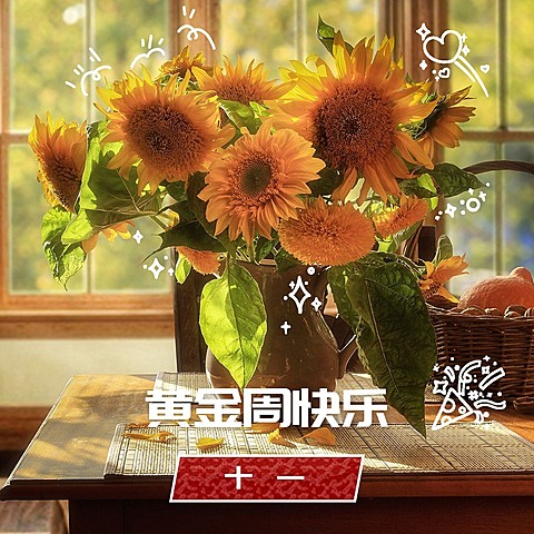 国庆节祝福简约风晒照plog模板