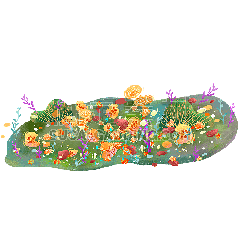 色彩鲜艳的花海花丛元素