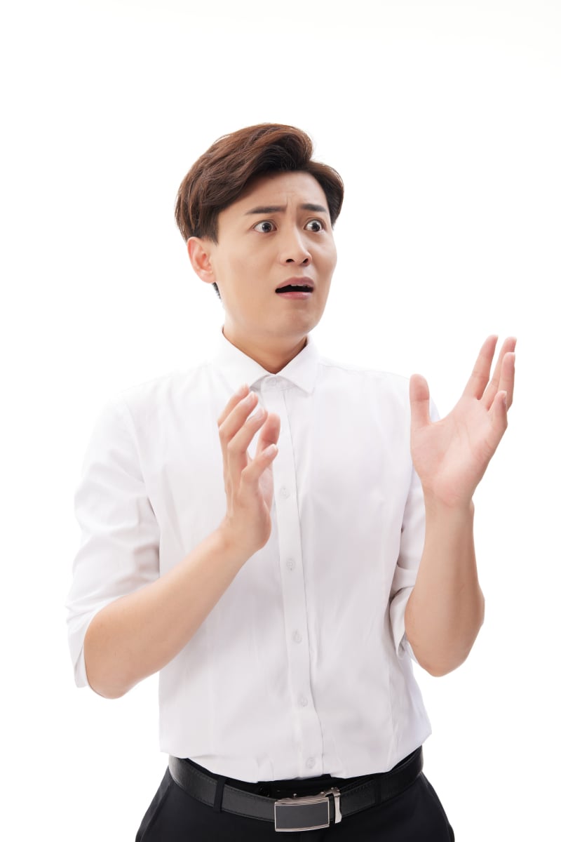 人物系列双手抬起慌张的职业男性