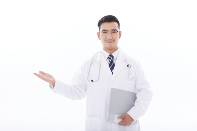 人物系列实景拿着文件夹单手抬起的医生