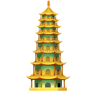 中国风-传统建筑元素插画贴纸5