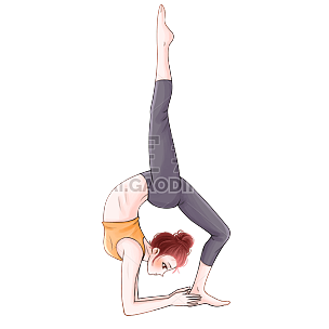 手绘-瑜伽运动女性人物插画8