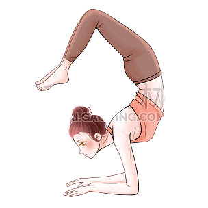 手绘-瑜伽运动女性人物插画9