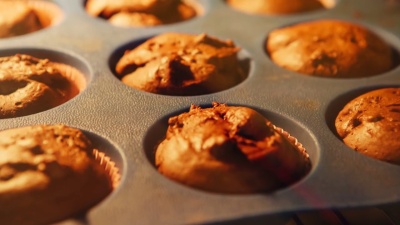 Cupcake. Baking in oven. Time lapse footage of cooking muffins. 4k, UHD
