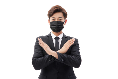 人物系列带着口罩双手交叉的职业男性