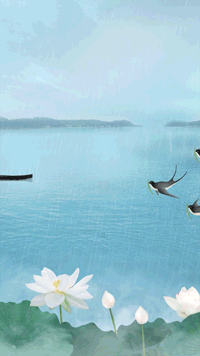 清明-节气祝福卡通湖面竖版视频