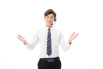 人物系列戴着耳机双手张开的客服