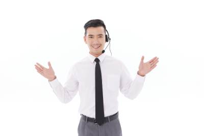 人物系列实景戴着耳机双手张开的职业男性