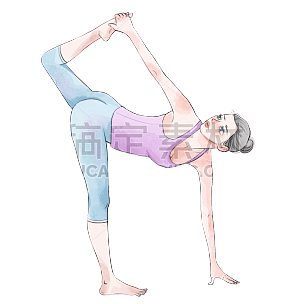 手绘-瑜伽运动女性人物插画6