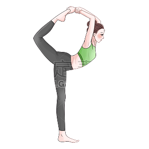 手绘-瑜伽运动女性人物插画2