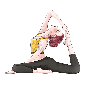手绘-瑜伽运动女性人物插画5