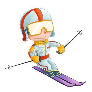 手绘-兴趣班儿童人物插画-滑雪