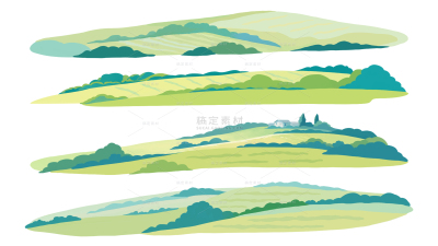 风光系列乡村田野草坪色块插画（td）