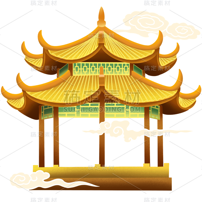 中国风-传统建筑元素插画贴纸2