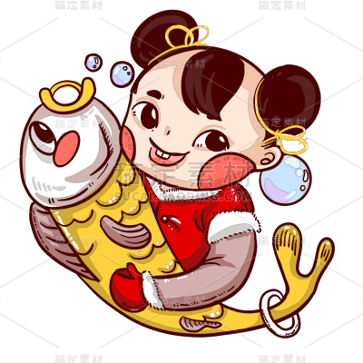 春节中国风福娃元素主题 -鲤鱼