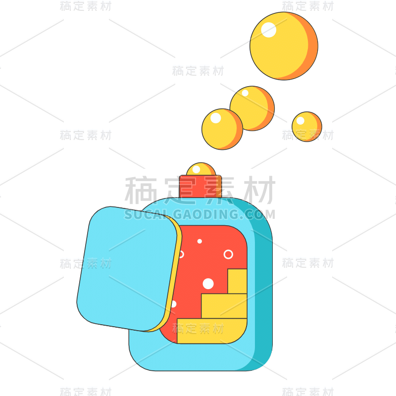 孟菲斯氛围元素贴纸-手绘-泡泡机