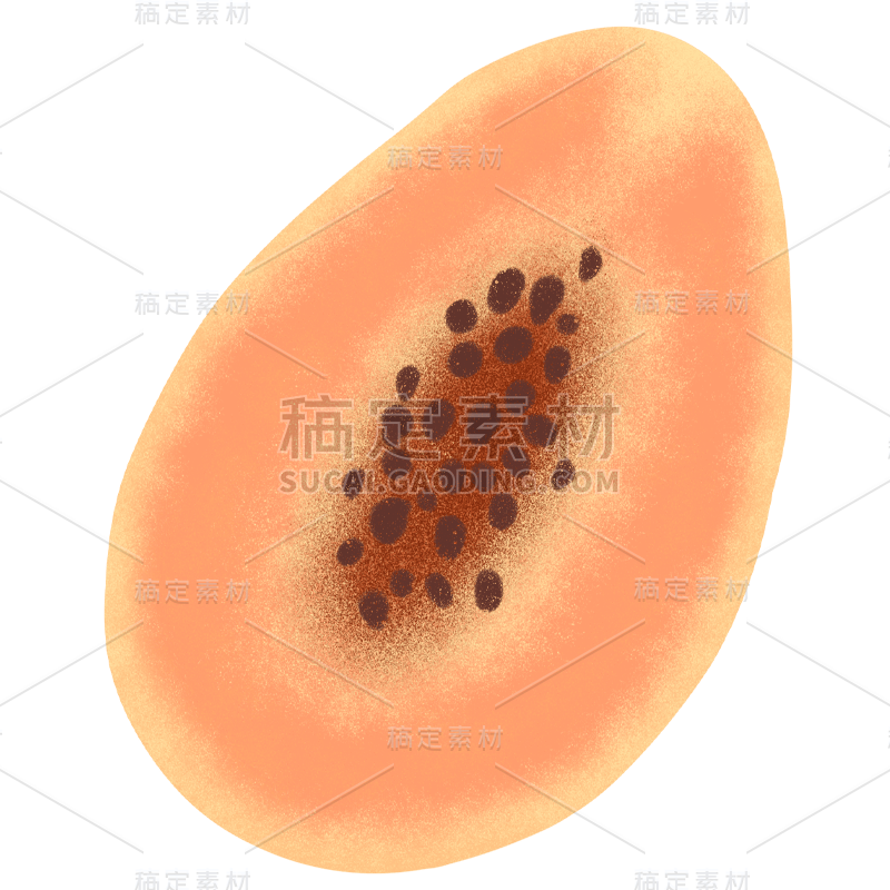 手绘-水果切面元素-哈密瓜