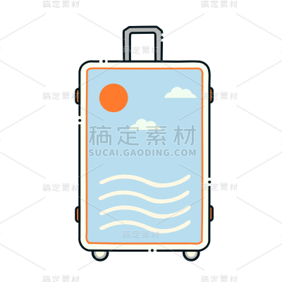 矢量-简笔画旅游元素-行李箱