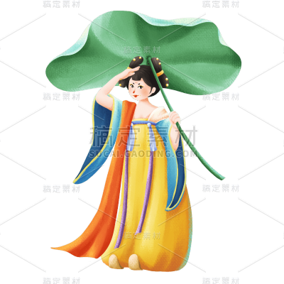 手绘-手绘汉服少女贴纸