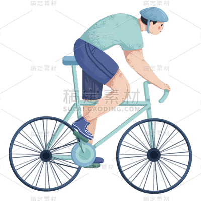 手绘-户外运动元素贴纸-自行车