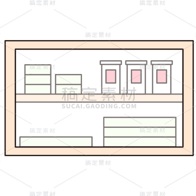 手绘-孟菲斯风贴纸-SVG-柜子