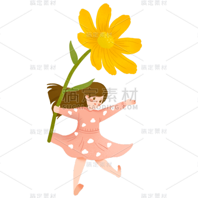 手绘风-人物插画贴纸-女孩