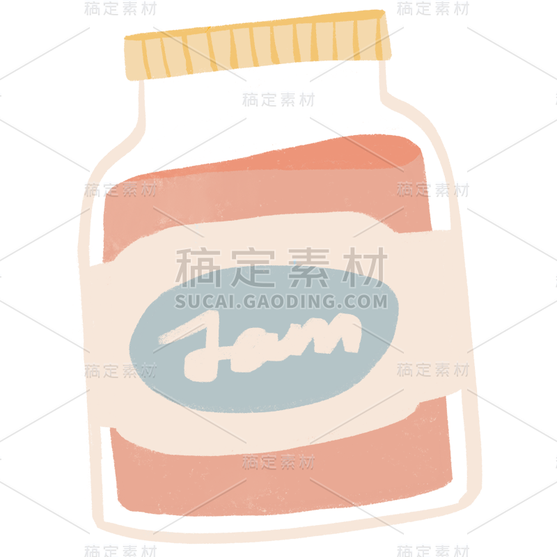 手绘-简约美食元素贴纸-果酱