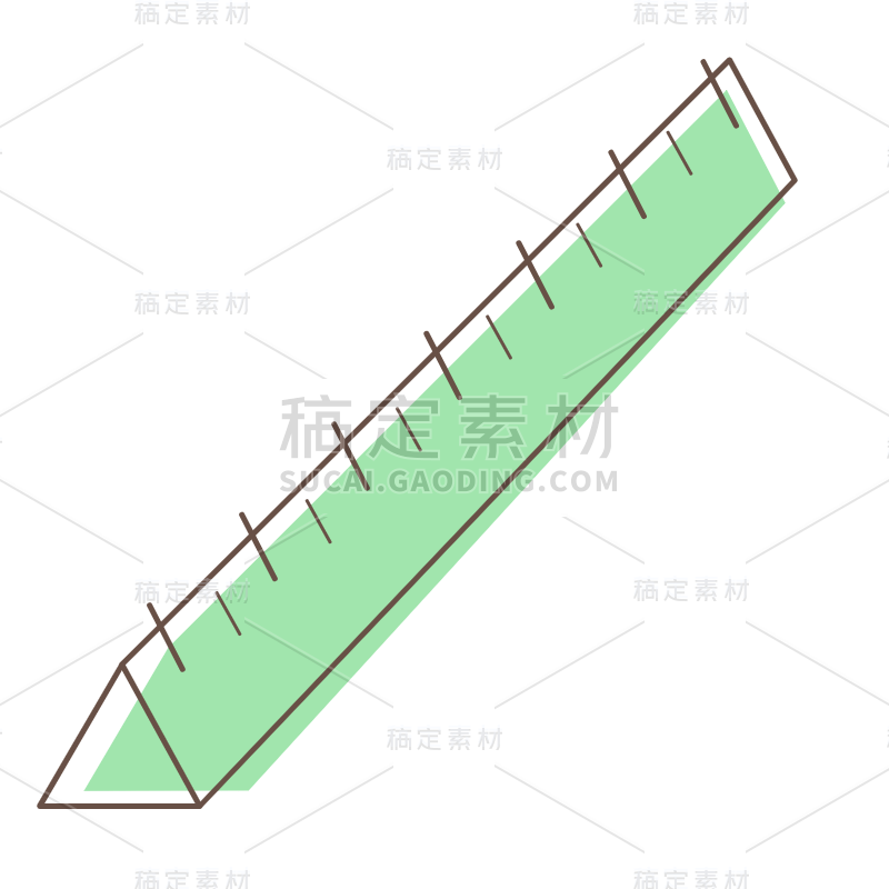 手绘-矢量学习用品贴纸-尺子