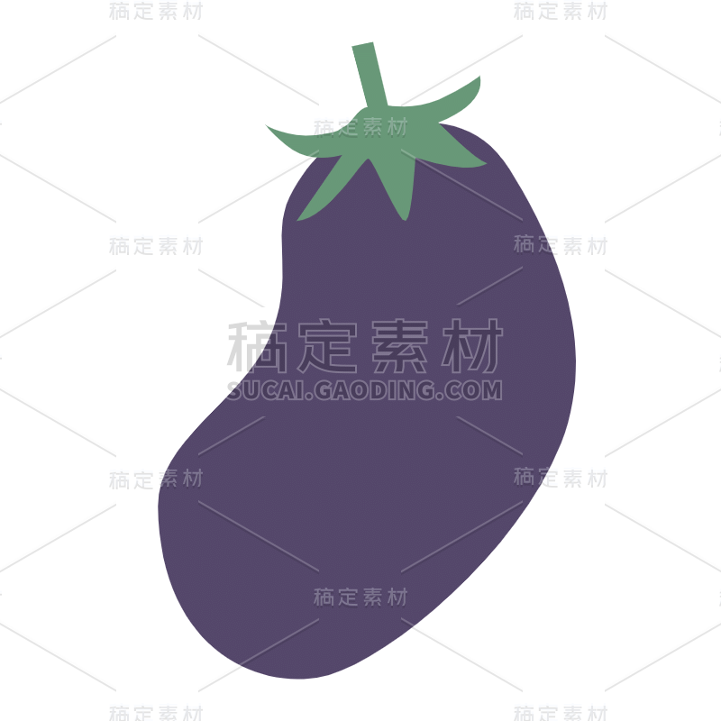 扁平-美食元素贴纸-SVG-茄子