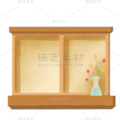 手绘-扁平窗户家居生活贴纸5