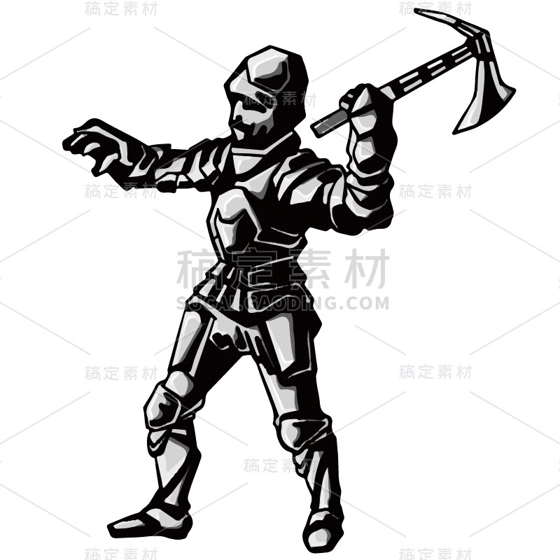 欧洲骑士铠甲人物贴纸-SVG10