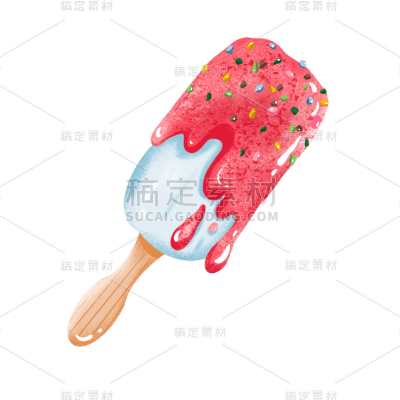 手绘-夏天季节元素贴纸svg-冰棒