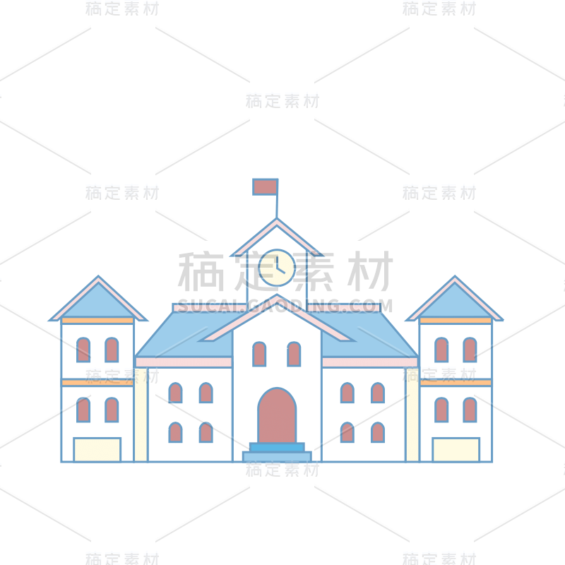 扁平风建筑元素插画贴纸9