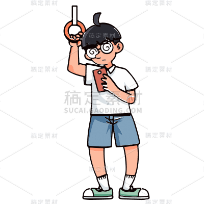 手绘-描边通勤人物插画贴纸8