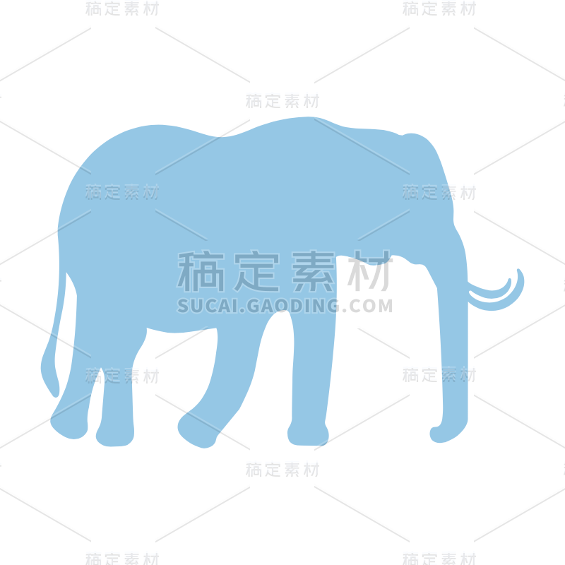 扁平-矢量动物剪影-SVG-大象