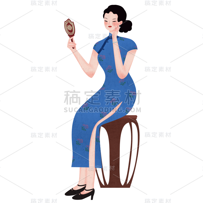 中国风-人物插画-民国女性