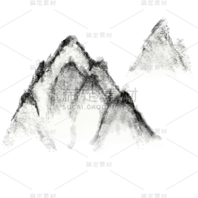 水墨风自然元素山贴纸4