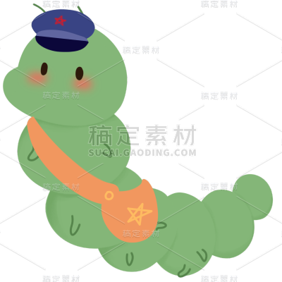 手绘-可爱拟人动物元素贴纸-毛毛虫