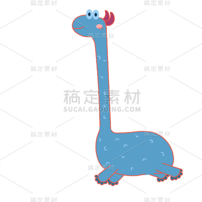 手绘-扁平撞色夸张恐龙动物元素1