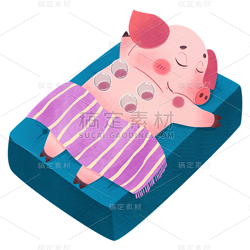 手绘-可爱拟人养生动物贴纸-猪1