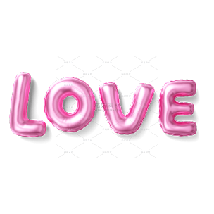 粉色LOVE气球3D情人节节日元素