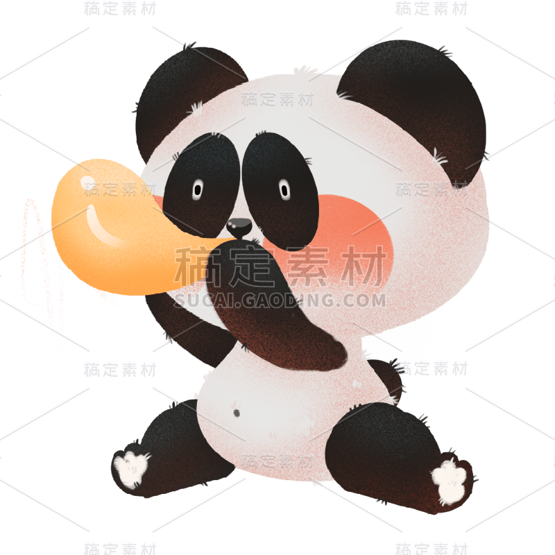 手绘风-动物贴纸-熊猫